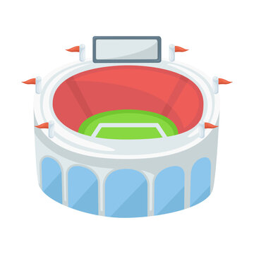 cartoon stadium with red seats and green field clip art preview