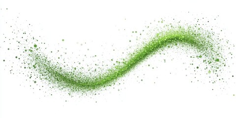 Small Green Glittering Particles Forming an S-Shape on White Background: High-Resolution Flat Vector Illustration