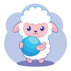 Cute cartoon lamb vector in white background.eps