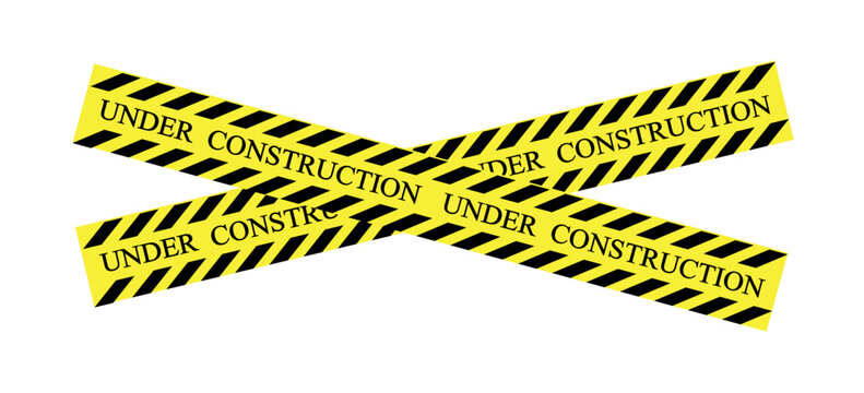 Under construction tape and warning banner, image with transparent background and vector file, Under construction sign for construction site, website and others