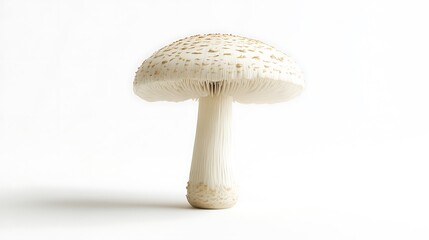 Close-up image of fresh mushroom with creamy cap and delicate gills, isolated on a white background, crisp detail and natural simplicity 