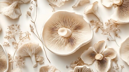 Close-up image of fresh mushroom with creamy cap and delicate gills, isolated on a white background, crisp detail and natural simplicity 