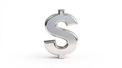 Obraz premium 3D Metallic Dollar Currency Symbol Isolated on Bright White Background
