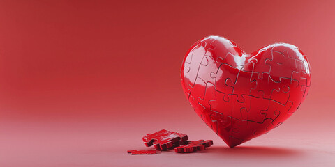 Red valentine puzzle heart