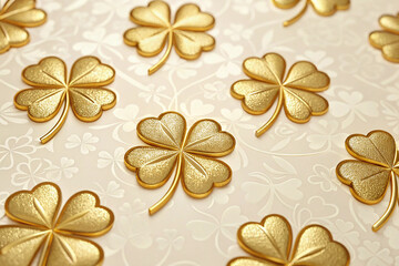 Golden Shamrocks A Luxurious Pattern for St. Patrick s Day Elegance by Generative AI