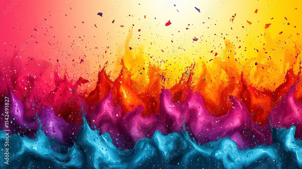 Aufkleber vibrant abstract waves of colorful paint splashes with bright backgrounds creating a fiery and dynam