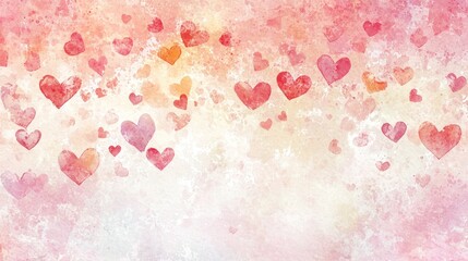 An artistic representation of a watercolor pattern with soft pastels, showcasing romantic elements for Valentine's Day