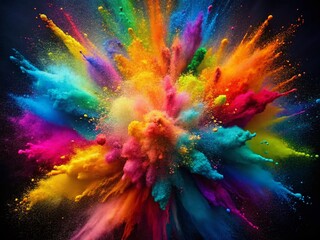 Colorful Powder Explosion Wallpaper, Modern Abstract Art Background, Vibrant Dust Cloud Design, Artistic Splash Image