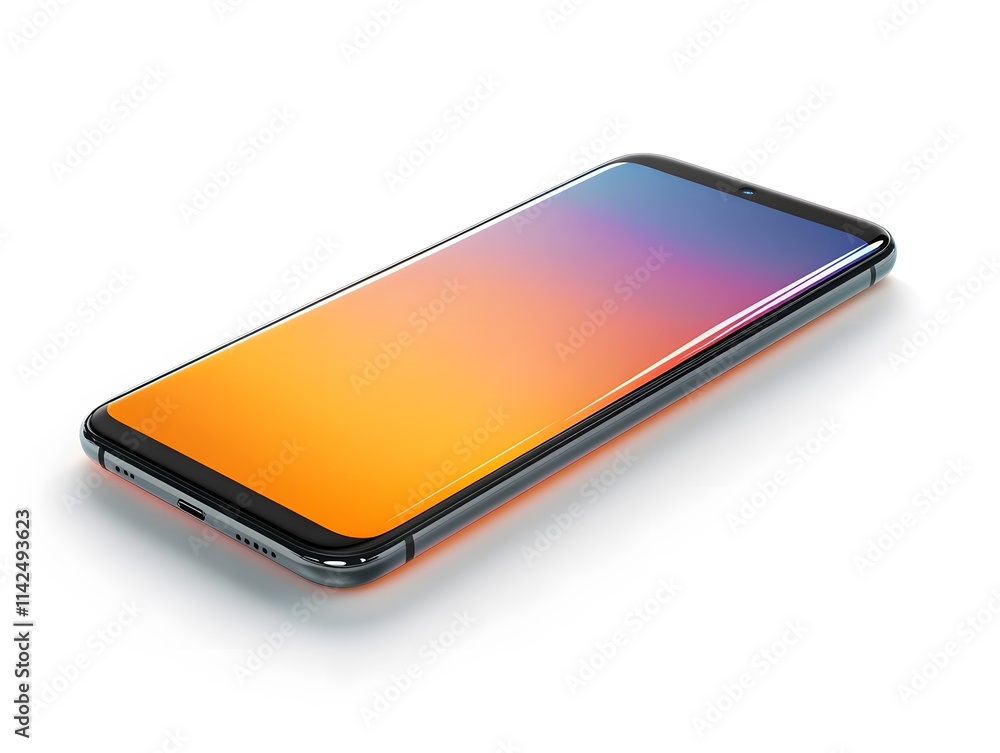 Aufkleber Modern Smartphone with Vibrant Gradient Display Design Showing Orange and Purple Color Scheme Ideal for Technology and Mobile Device Related Projects