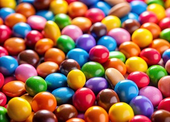 Colorful Sugar Coated Chocolate Pills - High-Resolution Candy Image, Sweet Treats Photography, Delicious Confectionery