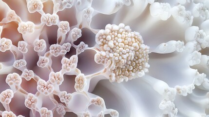 Detailed close-up emphasizing delicate floret structure and gentle color variations, framed by white space, simple and natural presentation 