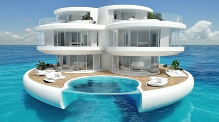 Obraz premium Stunning Luxury Waterfront Villa with Infinity Pool and Breathtaking Ocean Views