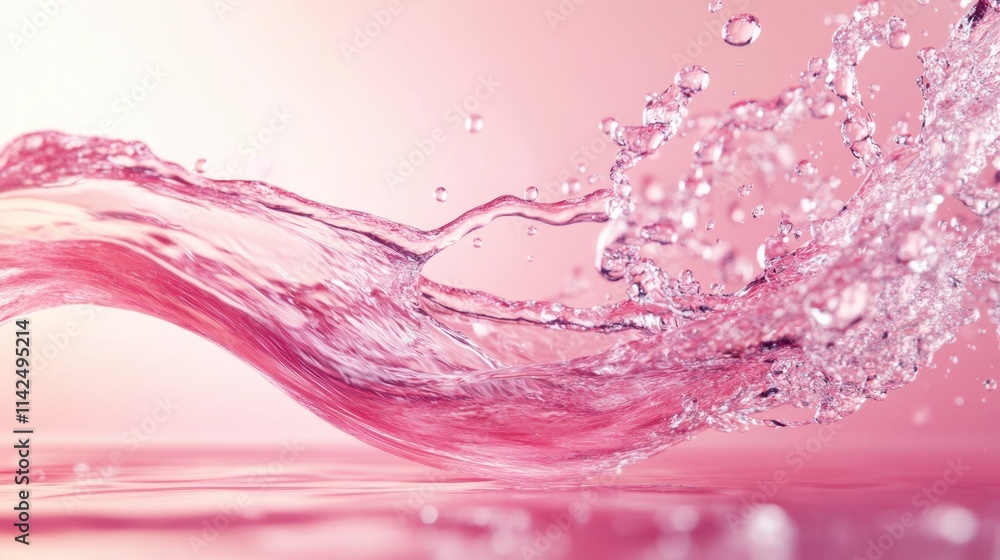 Poster a strong jet of liquid blowing through a vibrant background, creating dynamic splashes and misty pat