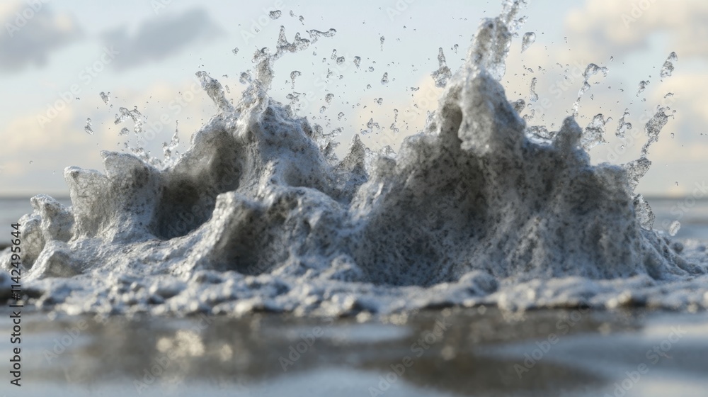 Poster A strong liquid force blowing horizontally, creating a mesmerizing blend of motion and texture in the scene.