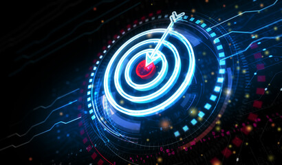 Fototapeta premium Target business strategy symbol digital concept 3d illustration