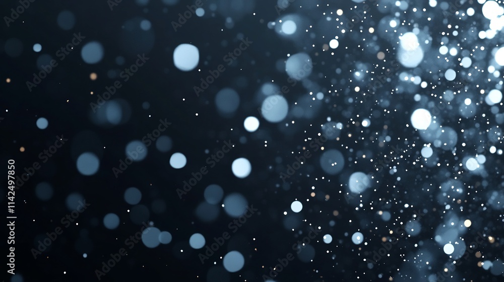 Poster softly glowing bokeh lights on dark background with empty space for slogans