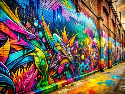 Fototapeta Cool Graffiti Art Backgrounds: Urban Street Style Wallpapers, Abstract Spray Paint Textures