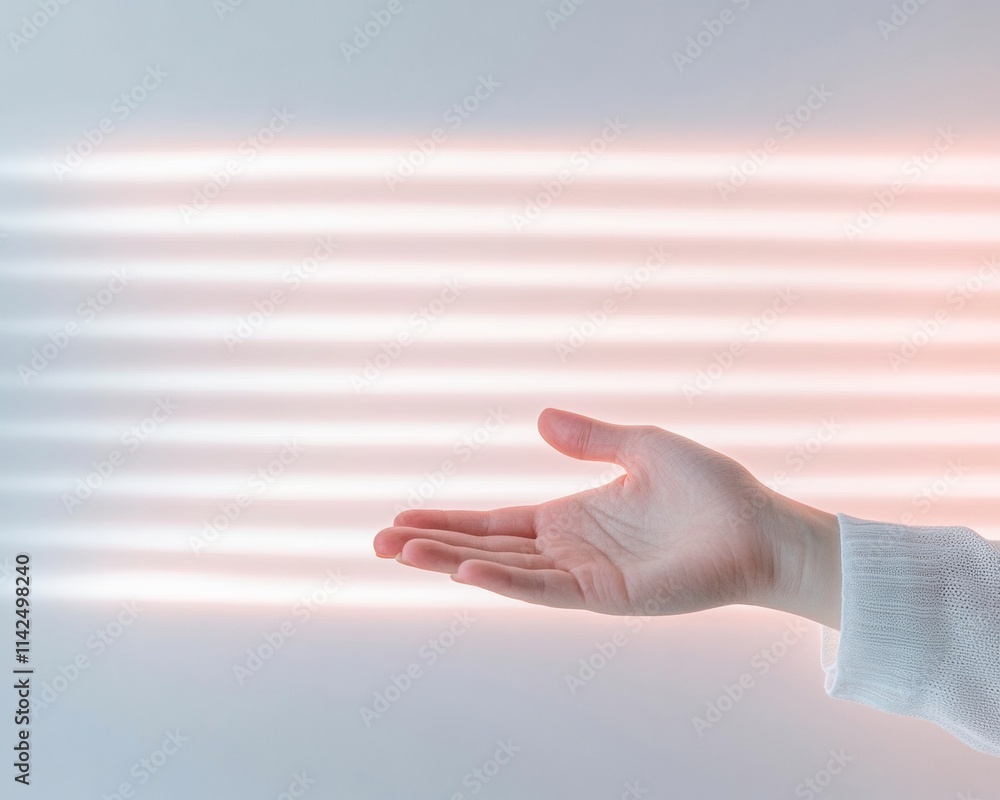 Poster futuristic hand gesture with soft abstract lighting and gradient