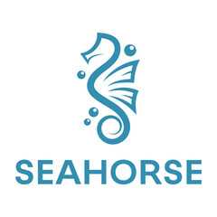 abstract seahorse flat minimalist logo design