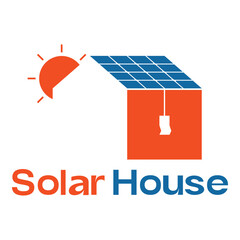 solar house flat minimalist logo design