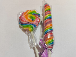 Rainbow colored sweet candy.