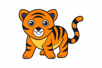  tiger cartoon isolated on white