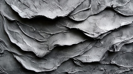Textured grey background with layered, wavy patterns creating depth and interest. surface showcases unique, artistic design that evokes sense of modernity and sophistication