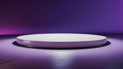 3D rendering white circular podium on purple background High quality isolated background