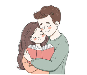 Hug of love and affection. International Hug Day vector illustration on white background.