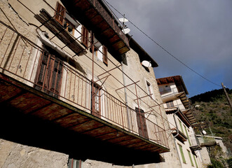 The houses in the mountain village on the French side of the Maritime Alps 