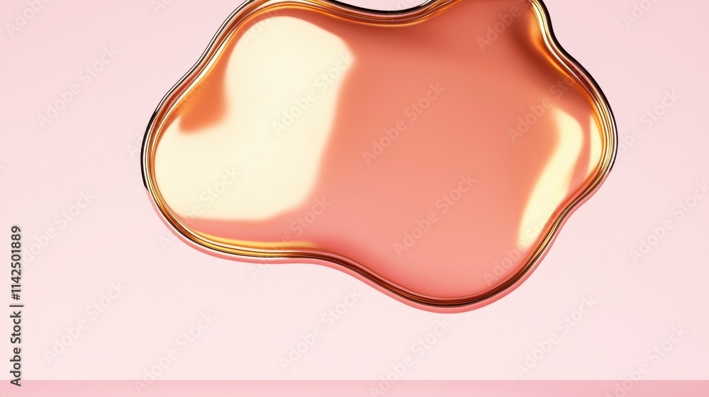 Aufkleber abstract fluid shape with glossy surface on soft pink background