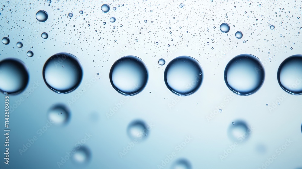 Poster close-up view of water droplets on a smooth surface with blur effect