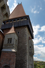 Romania Corvin Castle on a cloudy summer day