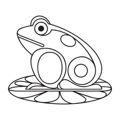 Coloring page cute frog with colorful sample for coloring. Vector.