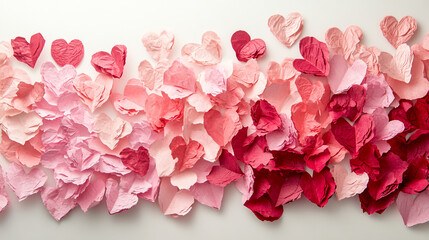 Colorful and delicate heart-shaped paper decorations for Valentine's Day celebration
