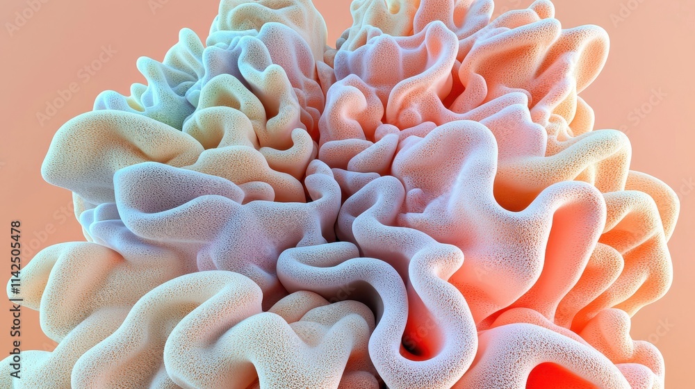 Poster abstract organic form with soft curves and light color gradient