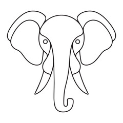 Elephant head coloring page kids friendly simple line art cute elephant face with geometric flower mandala design