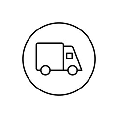 Delivery car vector icon, package delivery truck symbol flat design.