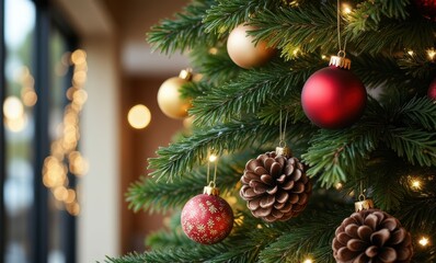 Decorative Christmas tree with ornaments