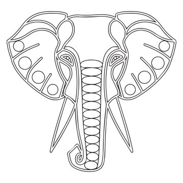 recommend clip art: Elephant head coloring page kids friendly simple line art cute elephant face with geometric flower mandala design