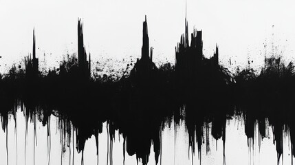 Naklejka premium Abstract Black Ink Splash on White Background with Sharp Peaks