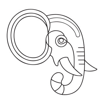 recommend clip art: Elephant head coloring page kids friendly simple line art cute elephant face with geometric flower mandala design