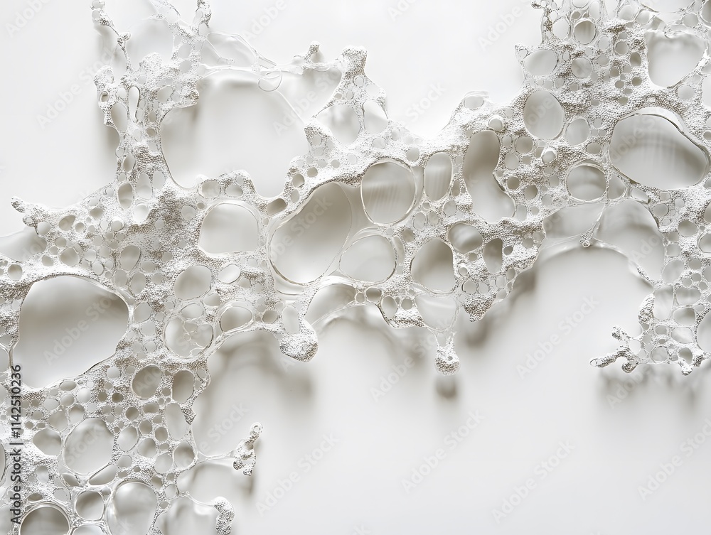 Poster Abstract White Texture with Organic Shapes and Patterns Representing Bubbles and Fluidity for Artistic and Creative Designs