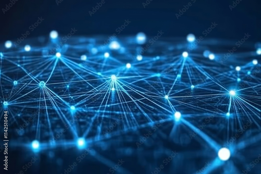 Aufkleber abstract representation of a digital network showcasing interconnected nodes and lines glowing in a 