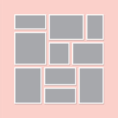 Empty photo frame mood board collage template design