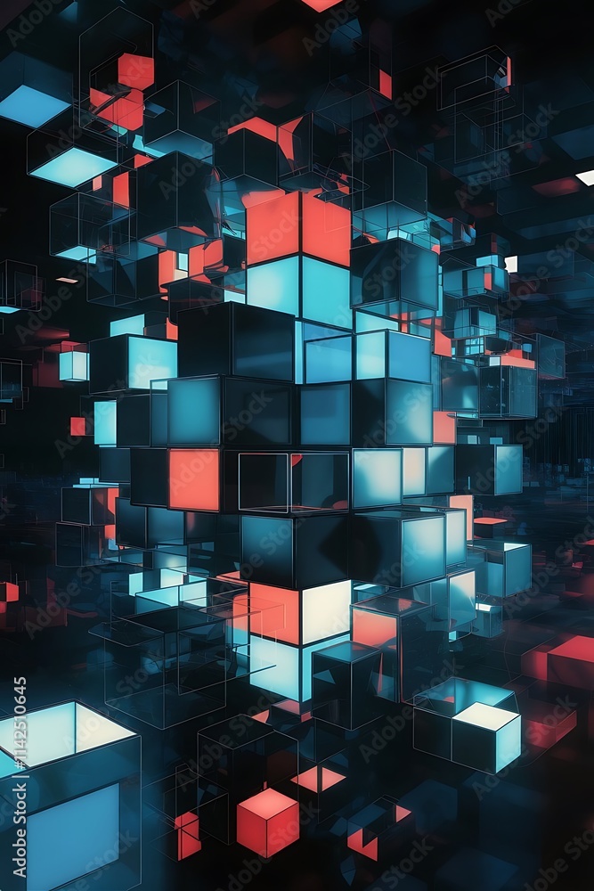 Poster abstract background 3d cubes cubic elements and blocks techno or business concept for wallpaper bann