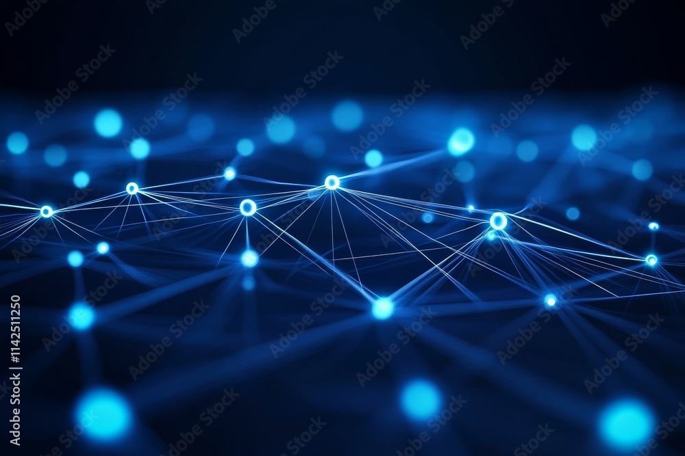 Aufkleber abstract technology background with glowing blue circles and connecting lines representing data flow