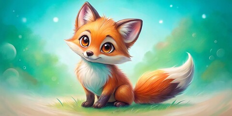 Cute Fox Drawing, Adorable Fox Illustration, Fox Art, Kawaii Fox, Cartoon Fox, Baby Fox Image, Fox Puppy,  Foxy Design,  Sweet Fox Picture,  Cute Animal Drawing