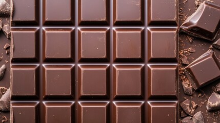 Chocolate Bar in Dark Hot Melted Chocolate, Close-up, Top Shot