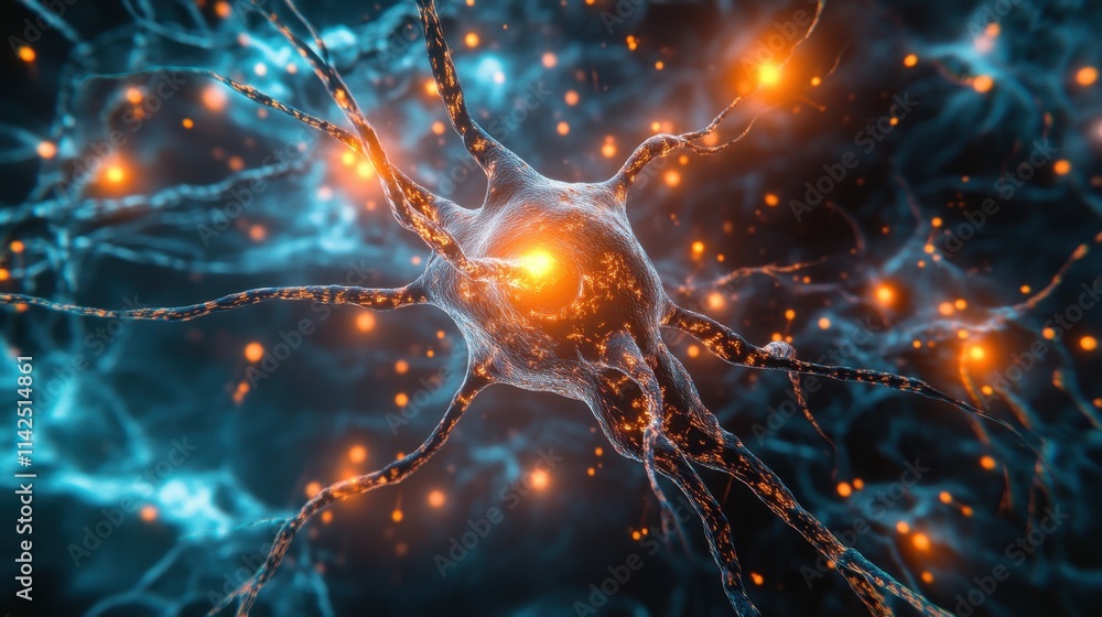 Aufkleber intricate neural network with glowing synapses and connections